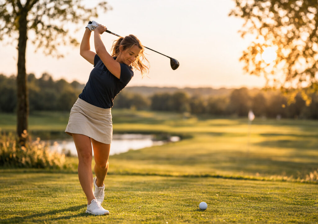 Golfbaan vrouw golft